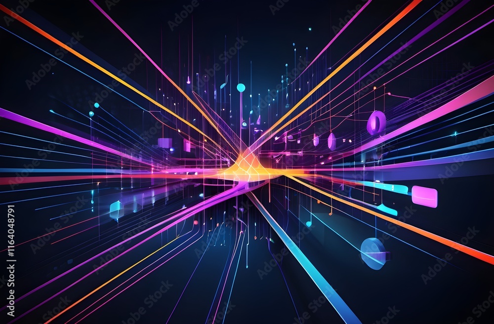 Wall mural abstract lights background. science and technology background. banner, poster