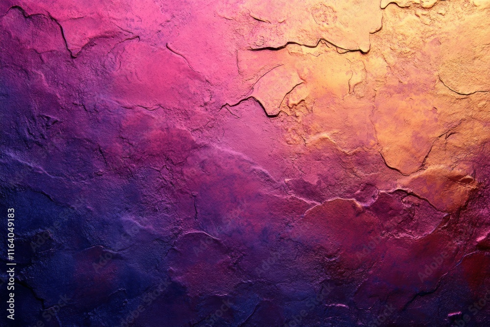 Poster abstract textured background with vibrant colors blending from purple to gold.