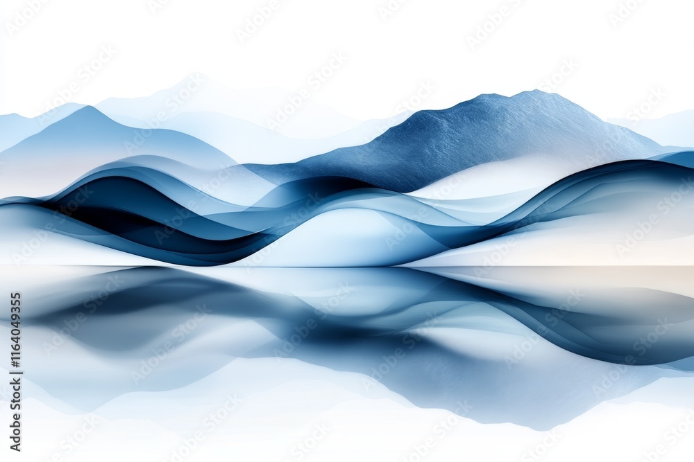 Aufkleber A simple flat design of the Dead Sea with soft gradients of blue and white representing its unique landscape