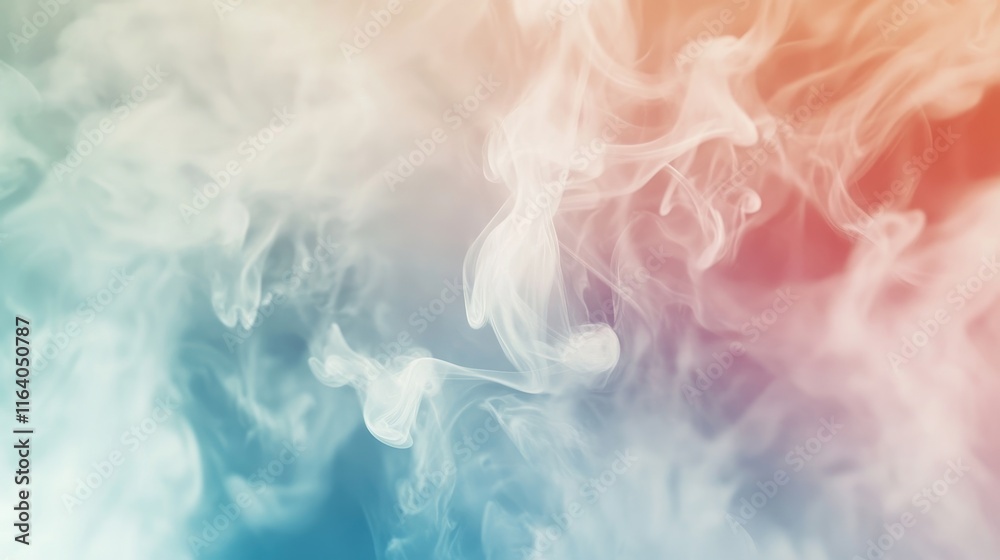 Wall mural colorful abstract smoke background with soft flowing patterns in gradients of red blue and white