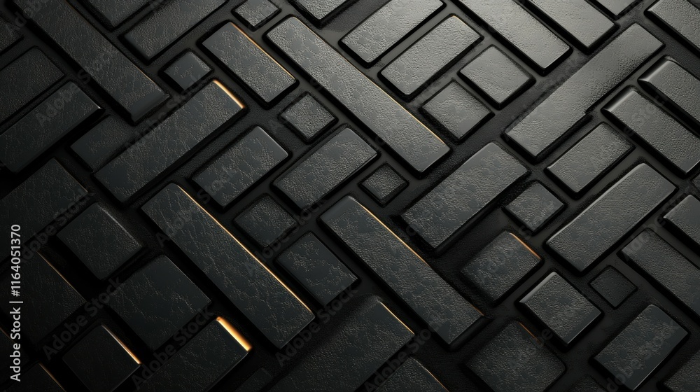 Poster A textured black surface with interlocking rectangular patterns and subtle golden highlights.