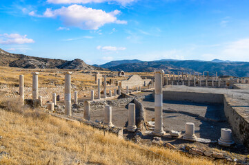 The ruins of the ancient city of Tripolis in Denizli Province, Turkey