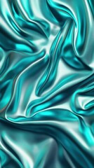 Obraz premium A textured, flowing fabric in vibrant teal, showcasing light reflections and depth.