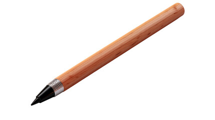 A black wooden pencil lying on a clean white surface, symbolizing simplicity and creativity, studio view, isolated on transparent background.