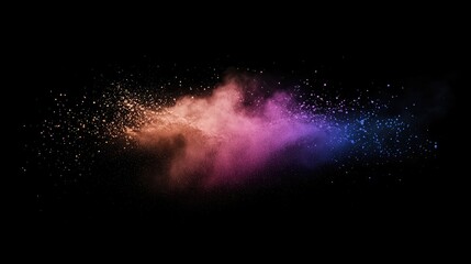 Vibrant Abstract Powder Explosion Creating Dynamic Colorful Patterns on Black Background