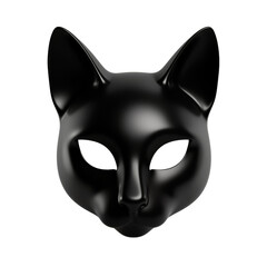 Naklejka premium Glossy Black Cat Mask with Pointed Ears and Hollow Eye Sockets