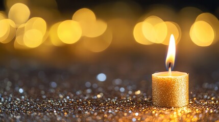 Candlelit 25th Birthday Celebration with Glittering Background and Warm Ambiance