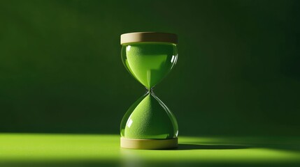 Green Background with 2 to 3 Minute Countdown Timer in Hourglass Design Featuring Vibrant Sand and Wooden Elements