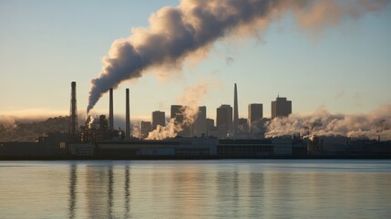 Fototapeta premium Pollution Creates Haze Over City Skyline