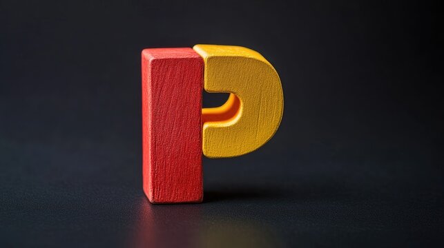 2D speech therapy assessment showcasing colorful wooden letters P and D designed to aid pronunciation against a dark background