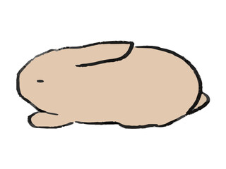 目を瞑るうさぎのゆるい手描きイラスト