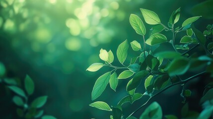 Lush green foliage with soft light creating a serene natural background atmosphere for relaxation and mindfulness imagery