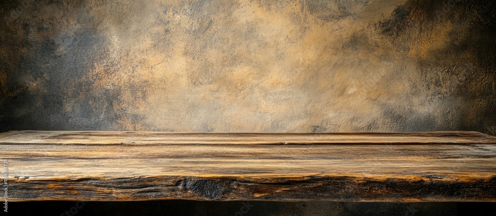 Wall mural rustic wooden table with a soft abstract background perfect for product showcase and promotional con