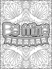 Valentine's Day Quote Coloring Page. Valentine's Day Coloring Page for Adults.