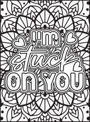 Valentine's Day Quote Coloring Page. Valentine's Day Coloring Page for Adults.