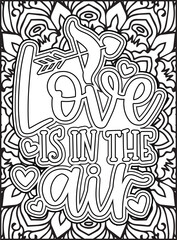 Valentine's Day Quote Coloring Page. Valentine's Day Coloring Page for Adults.