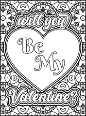 Valentine's Day Quote Coloring Page. Valentine's Day Coloring Page for Adults.