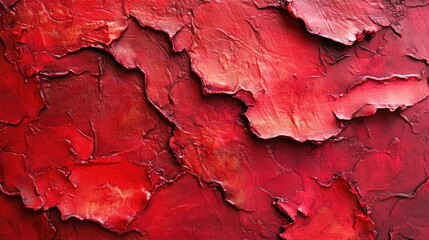 Textured red surface with rich layers creating a visually striking and artistic background for creative projects and design applications