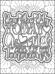 Valentine's Day Quote Coloring Page. Valentine's Day Coloring Page for Adults.
