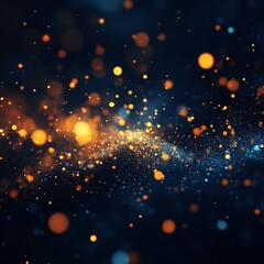 Golden Snowflakes on Blue Background