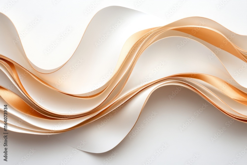 Poster A flat design of an ivory scroll with golden edges unrolled on a pure white canvas