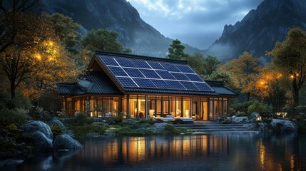 Naklejka premium Sustainable Luxury Resort in Mountain Eco Retreat