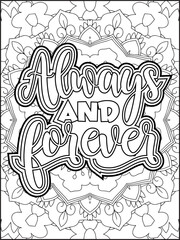 Valentine's Day Quote Coloring Page. Valentine's Day Coloring Page for Adults.