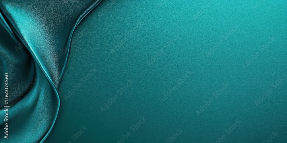 Poster a smooth, teal satin fabric creating an elegant and calming background.