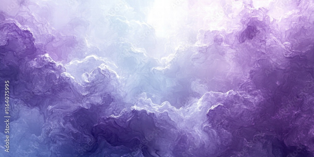 Poster abstract purple and white clouds create a dreamy, ethereal atmosphere.