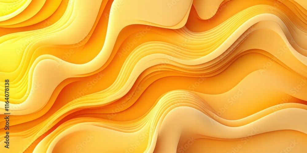 Poster Abstract wavy patterns in warm yellow tones create a dynamic and modern design.