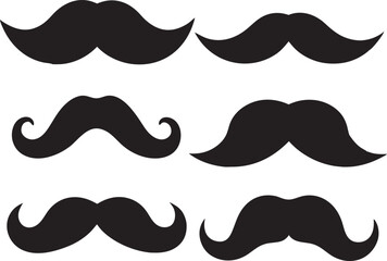 Set of hipster mustache icon vector. Moustache Silhouette. Different mustache collection. Vector illustration