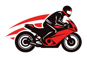 person riding a motorcycle on white background 