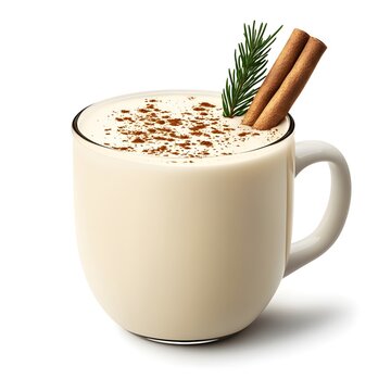 Cup of milk with cinnamon sticks in it