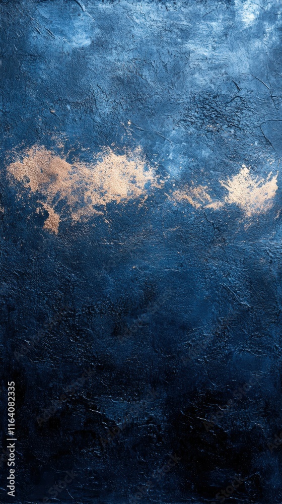 Poster An abstract painting featuring deep blue tones with hints of light, evoking a serene atmosphere.