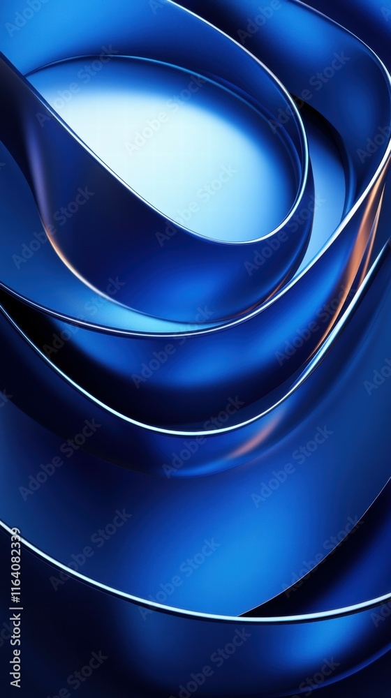 Poster abstract blue curves create a smooth, flowing texture with a modern aesthetic.