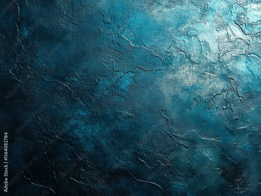 Poster abstract textured background in shades of blue and black, evoking depth and fluidity.
