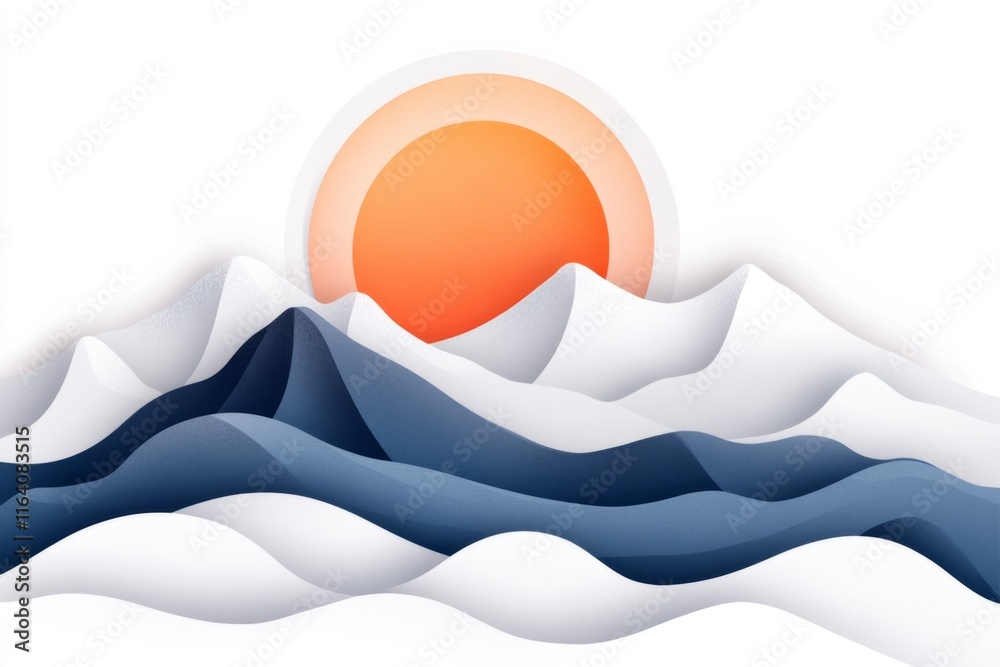 Aufkleber A simple flat design of the Dead Sea with soft gradients of blue and white representing its unique landscape
