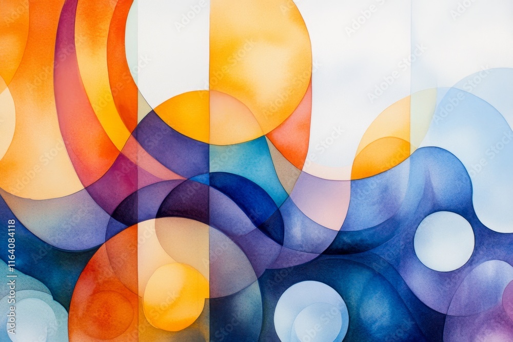 Poster a soft watercolor painting of a futuristic it landscape with glowing servers and data streams blendi