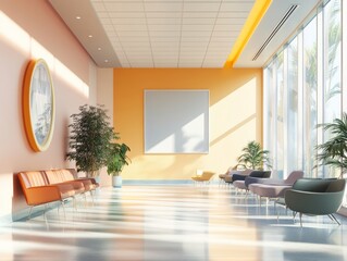 Modern Lobby Interior Design With Sunlit Seating Area