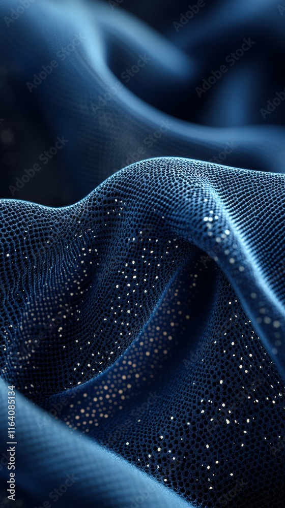 Poster a close-up of shimmering blue fabric with a textured surface.