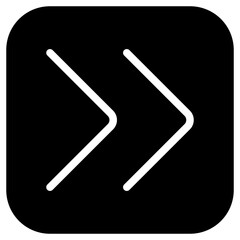Vector double arrow chevron right icon. Black, white background. Perfect for app and web interfaces, infographics, presentations, marketing, etc.