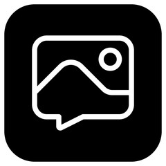 Vector picture message icon. Black, white background. Perfect for app and web interfaces, infographics, presentations, marketing, etc.