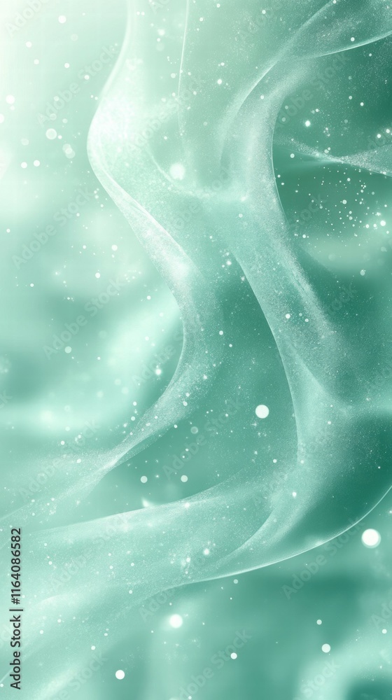 Aufkleber a soft, ethereal fabric with a light turquoise hue and sparkling particles.