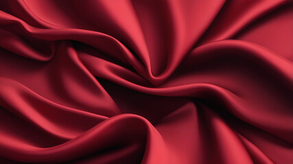 Obraz premium Bold crimson silk fabric, featuring deep folds and vibrant colors, creating dramatic contrasts of light and shadow with a luxurious, shiny texture.