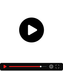 Video player transparent interface. Video screen app layout, web stream player vector UI or live audio control panel overlay. Online media streaming display transparent background