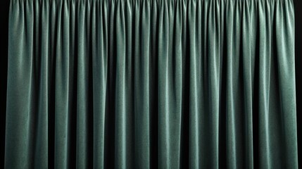 Obraz premium Elegant Green Drapery Curtains with Silky Texture Hanging in a Theatrical Setting, Perfect for Stage Design and Interior Decoration