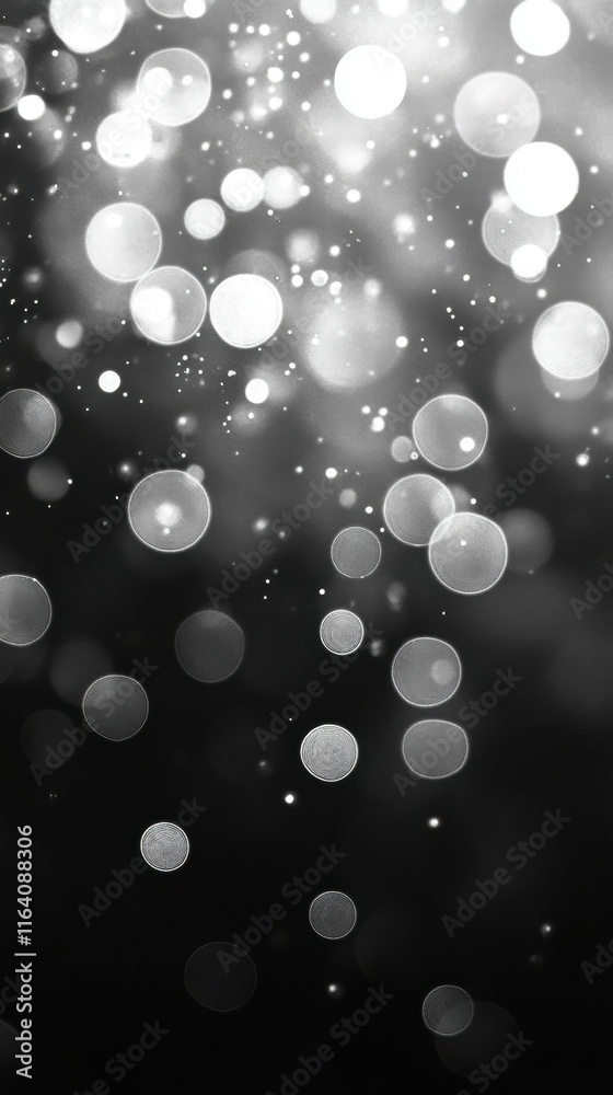 Poster A blurred background of sparkling bokeh lights in monochrome tones.