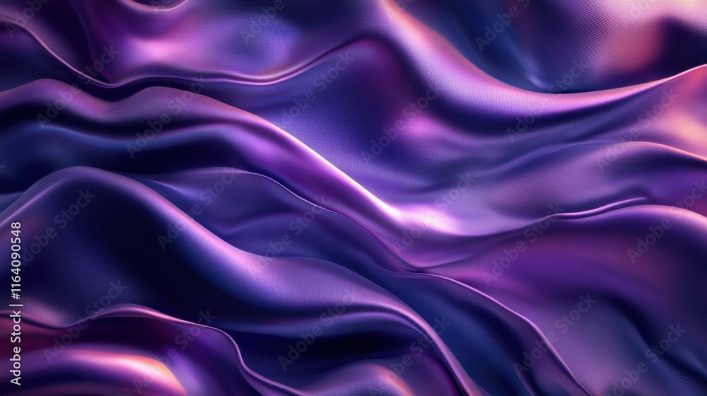 Poster abstract waves of purple and blue fabric creating a smooth, flowing texture.