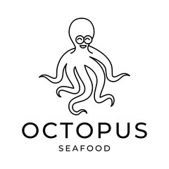 Octopus logo design, Seafood logo illustration template.