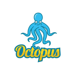 Octopus logo design, Seafood logo illustration template.